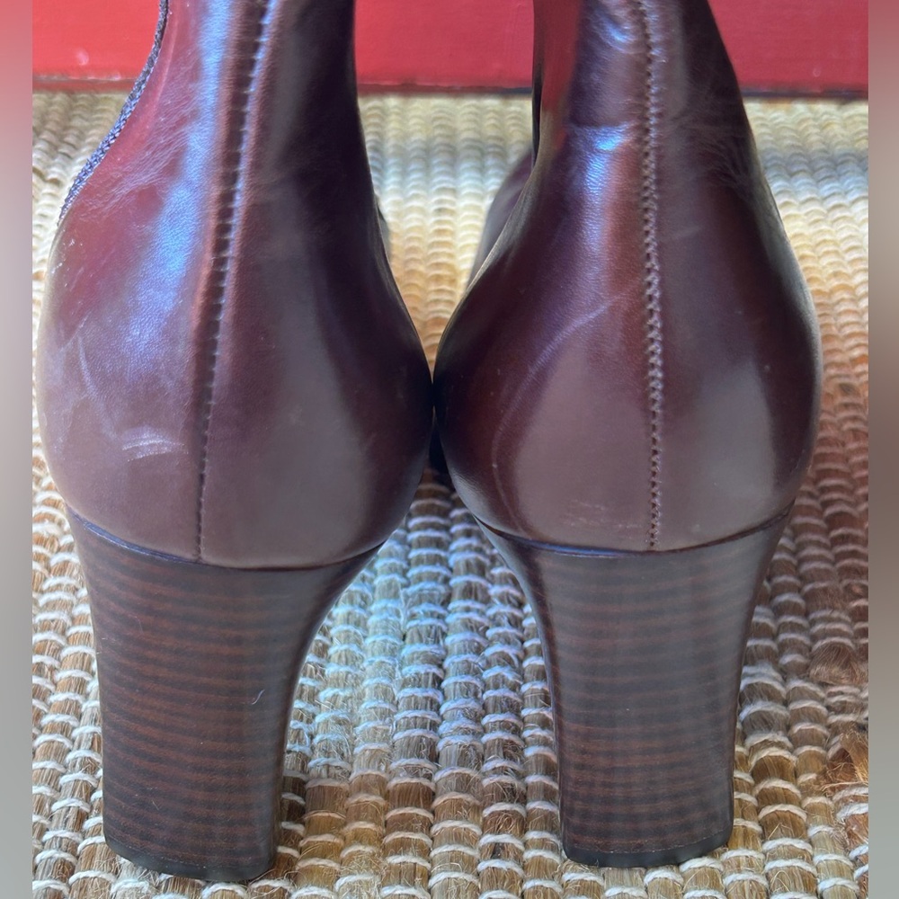 NWOT ANTONIO MELANI s8 dk brown leather boots-comfy square toe-sturdy 2.75” heel - Picture 5 of 7
